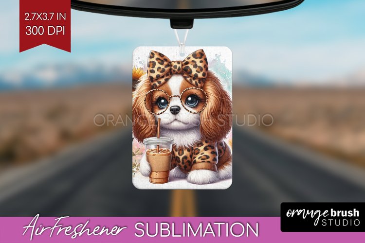Cute Dog Air Freshener PNG - Leopard Bow PNG Sublimation