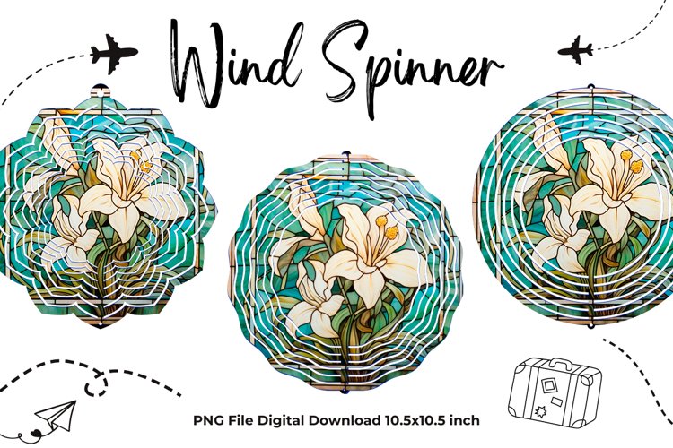 Lily Flower Stained Glass Wind Spinner Template Sublimation2