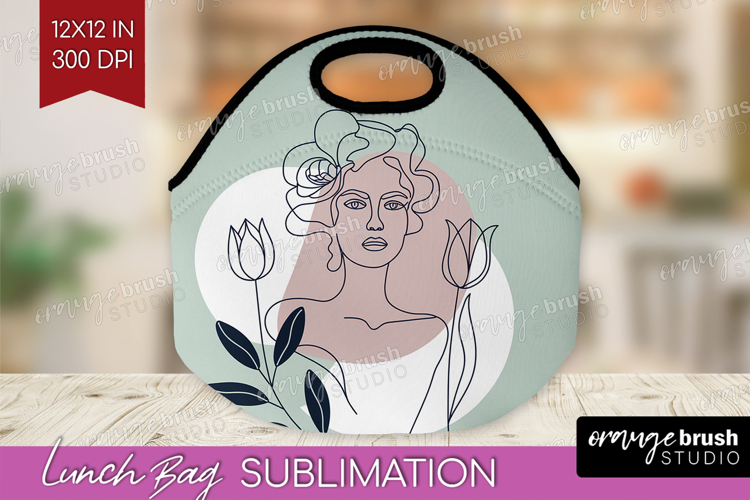 Line Art Woman Lunch Bag - Minimalist Lunch Bug PNG