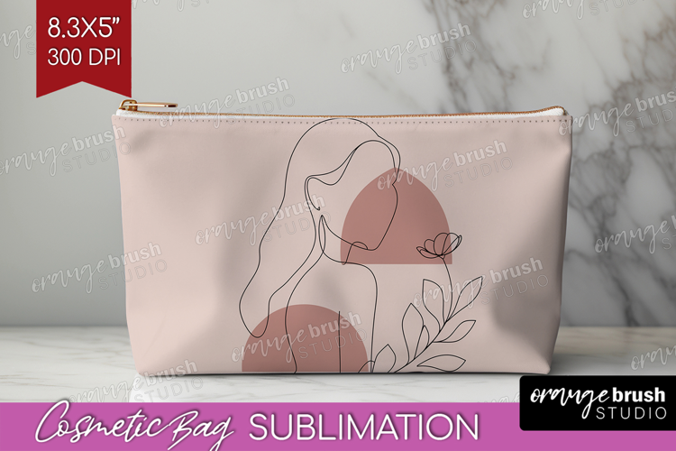 Line Art Woman Cosmetic Bag - Minimalist Makeup Bag PNG