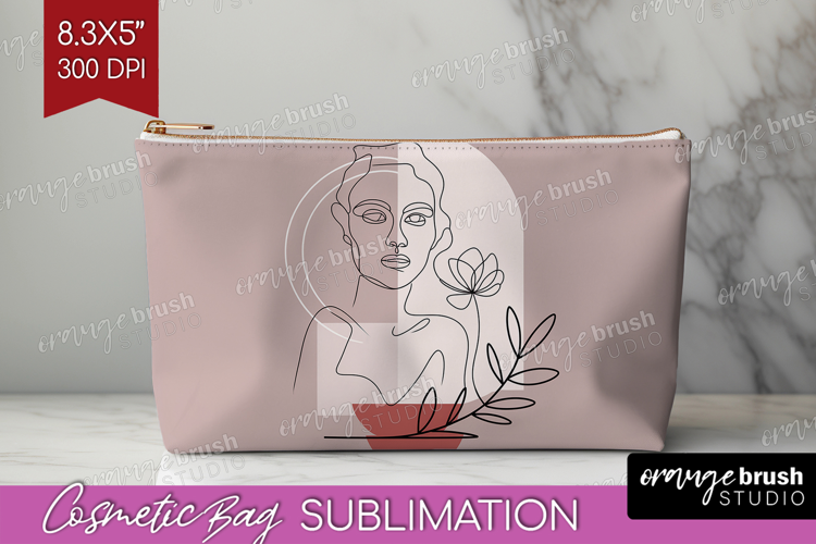 Line Art Woman Cosmetic Bag - Minimalist Makeup Bag PNG