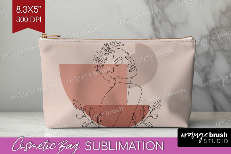 Line Art Woman Cosmetic Bag - Minimalist Makeup Bag PNG
