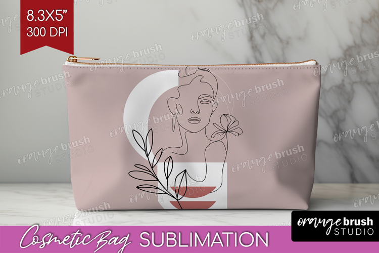 Line Art Woman Cosmetic Bag - Minimalist Makeup Bag PNG