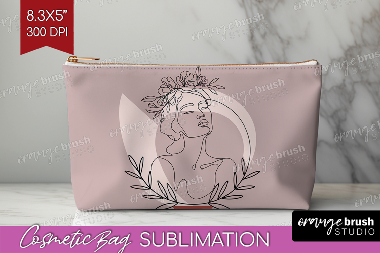 Line Art Woman Cosmetic Bag - Minimalist Makeup Bag PNG