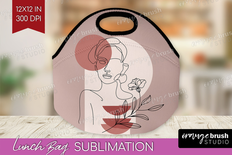 Line Art Woman Lunch Bag - Minimalist Lunch Bug PNG example image 1