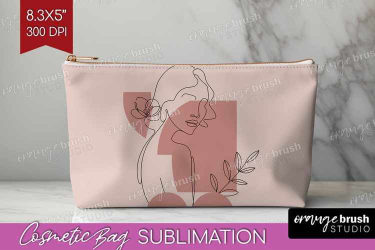 Line Art Woman Cosmetic Bag - Minimalist Makeup Bag PNG