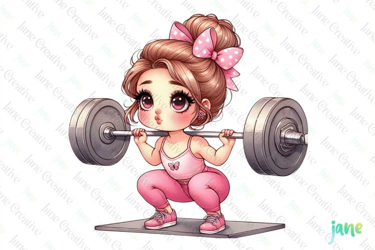 Little Girl With Gym Sublimation Clipart