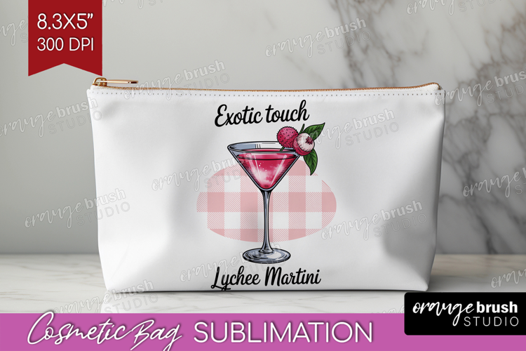 Lychee Martini Cocktail Cosmetic Bag Summer Drink Makeup Bag