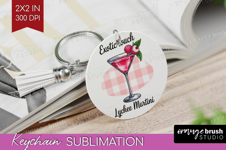 Lychee Martini Cocktail Keychain PNG Summer Drink Keychain