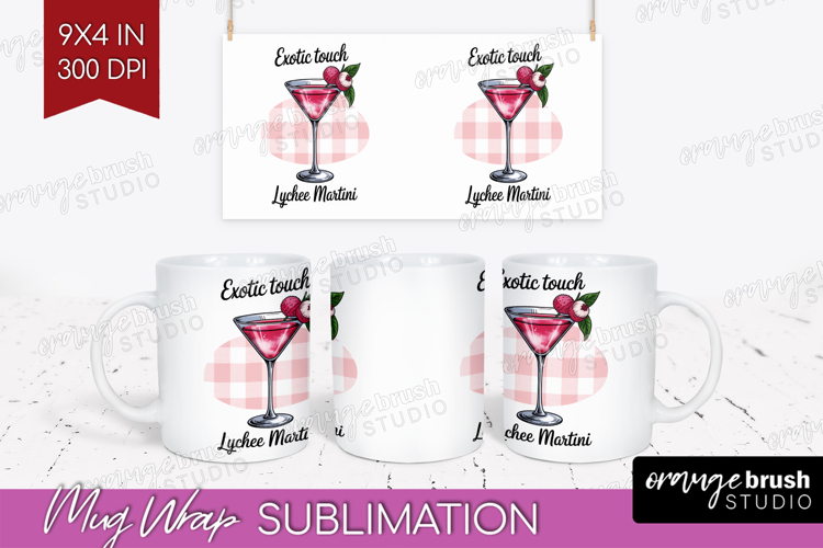 Lychee Martini Cocktail Mug Wrap Summer Drink Mug PNG