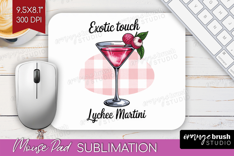 Lychee Martini Cocktail Mouse Pad Sublimation Summer Drink