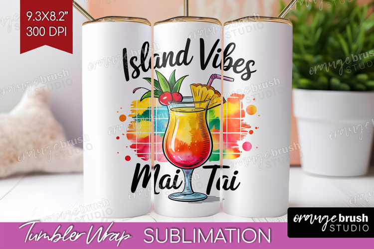 Mai Tai Cocktail Tumbler Wrap Summer Drink Tumbler PNG