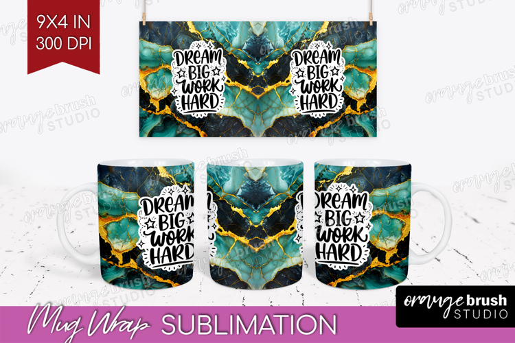 Inspirational Quote Mug Wrap - Marble Texture Mug PNG