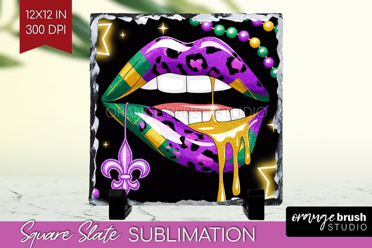 Mardi Gras Slate PNG - Carnival Square Slate Sublimation