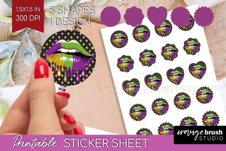 Mardi Gras Round Sticker - Carnival Printable Sticker Sheet