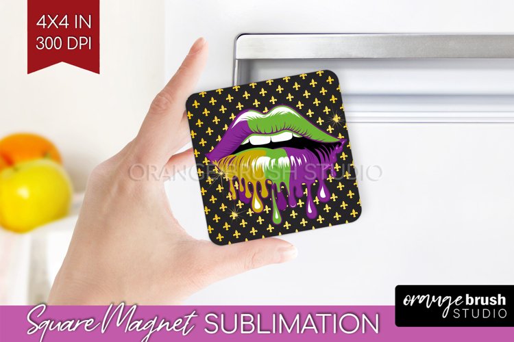 Mardi Gras Magnet Sublimation - Carnival Square Magnet PNG