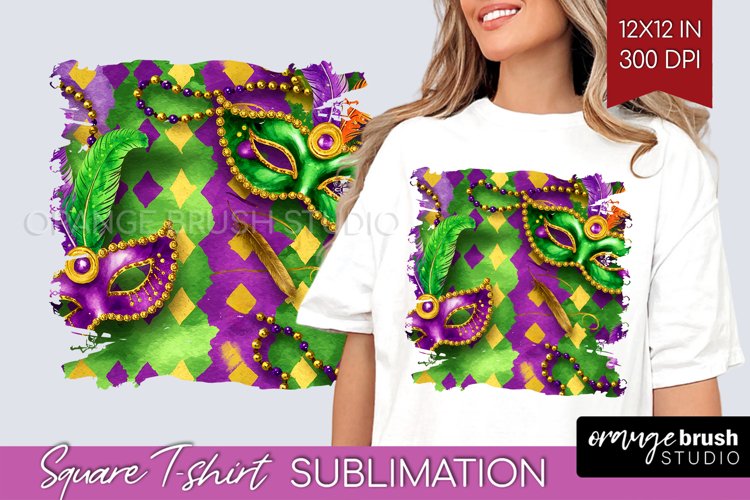 Mardi Gras Square Tshirt Background - Carnival PNG