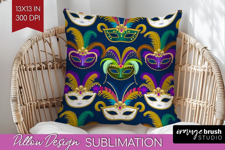 Mardi Gras Pillow Sublimation - Carnival Pillow Cover PNG