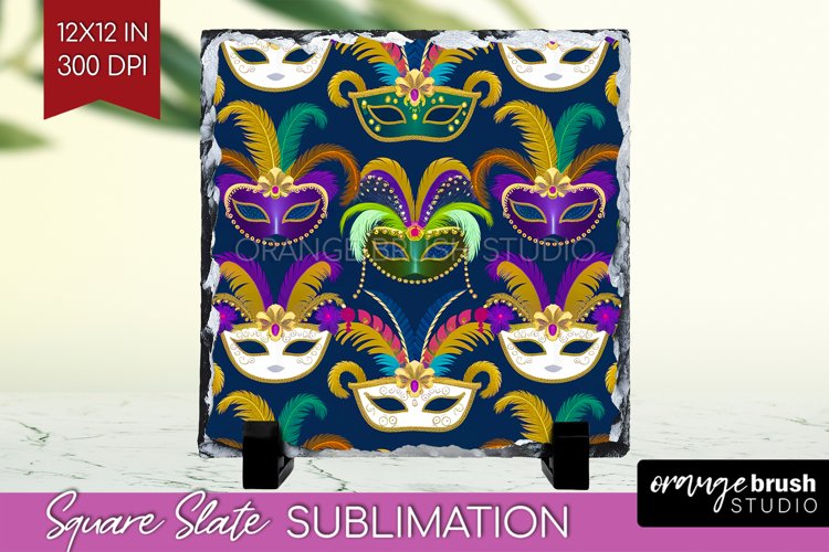 Mardi Gras Slate PNG - Carnival Square Slate Sublimation