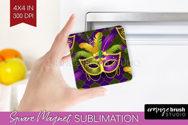 Mardi Gras Magnet Sublimation - Carnival Square Magnet PNG