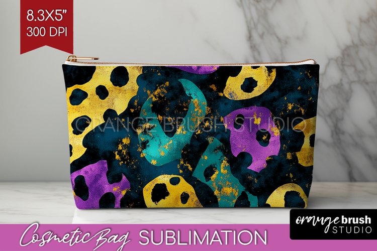 Mardi Gras Cosmetic Bag - Carnival Makeup Bag PNG
