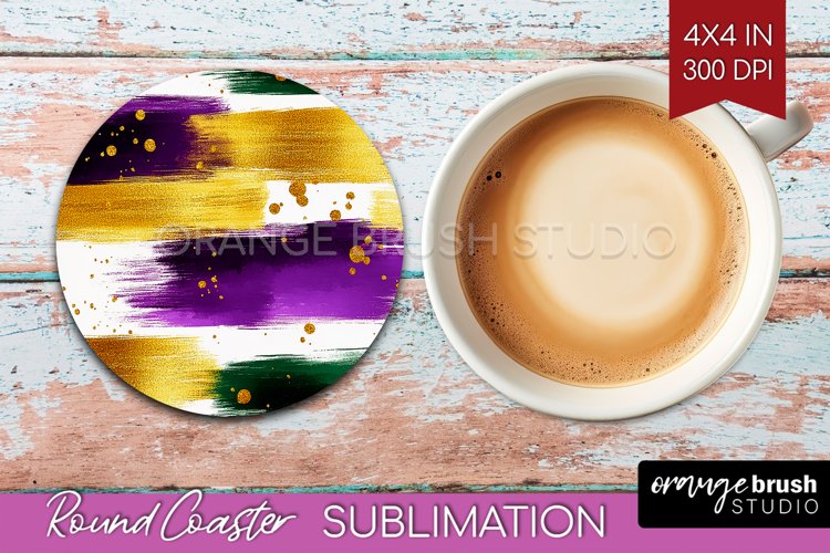 Mardi Gras Round Coaster - Carnival Coaster PNG Sublimation
