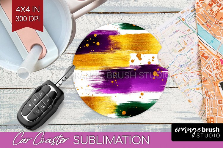 Mardi Gras Car Coaster - Carnival Coaster PNG Sublimation