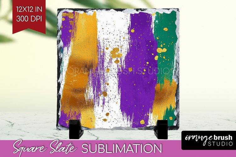 Mardi Gras Slate PNG - Carnival Square Slate Sublimation
