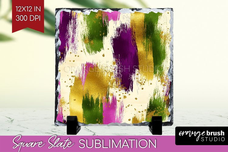 Mardi Gras Slate PNG - Carnival Square Slate Sublimation
