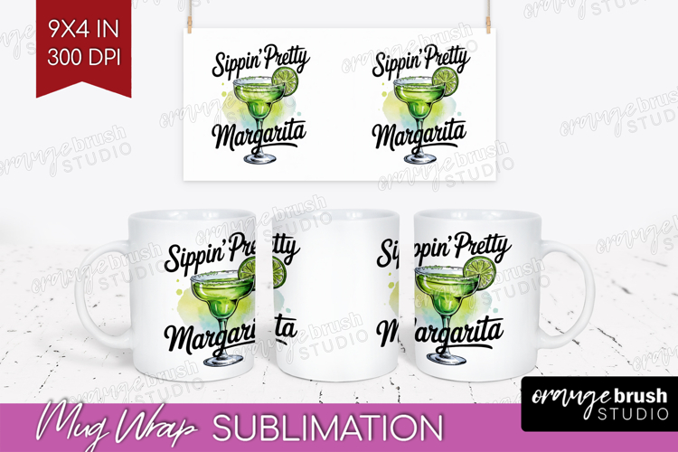 Margarita Cocktail Mug Wrap Summer Drink Mug PNG Sublimation