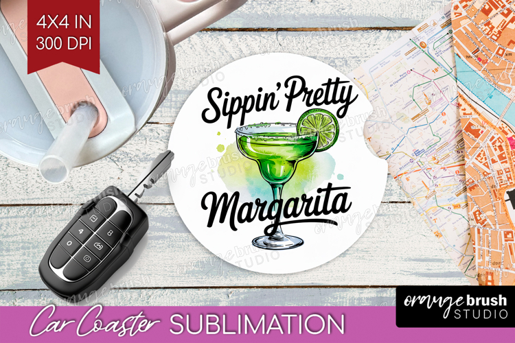 Margarita Cocktail Car Coaster Summer Drink Coaster PNG