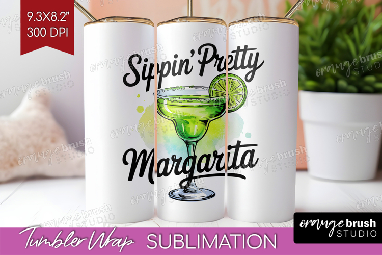 Margarita Cocktail Tumbler Wrap Summer Drink Tumbler PNG