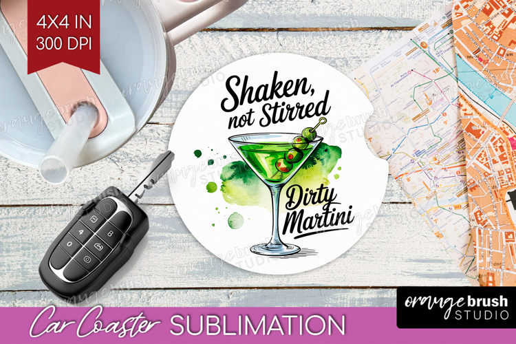 Martini Cocktail Car Coaster Summer Drink Coaster PNG