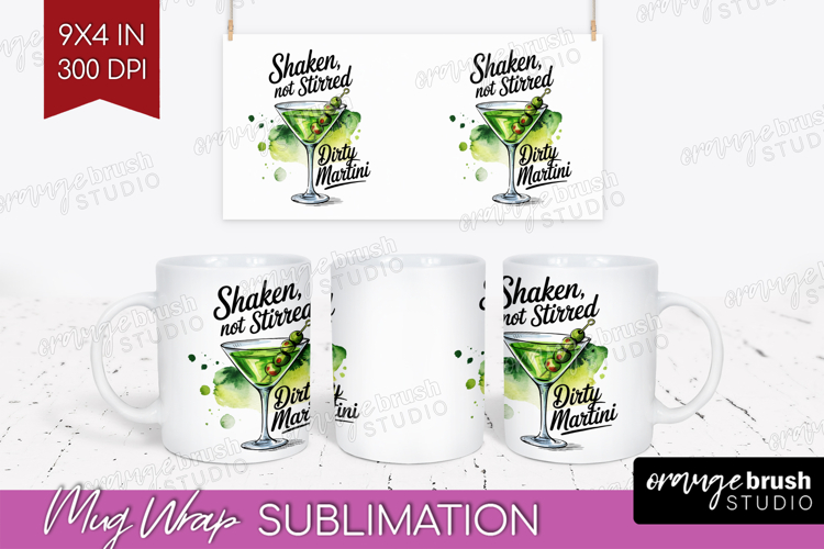 Martini Cocktail Mug Wrap Summer Drink Mug PNG Sublimation