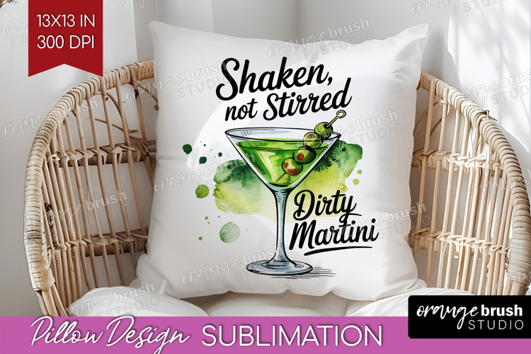 Martini Cocktail Pillow Sublimation Summer Drink Pillow PNG