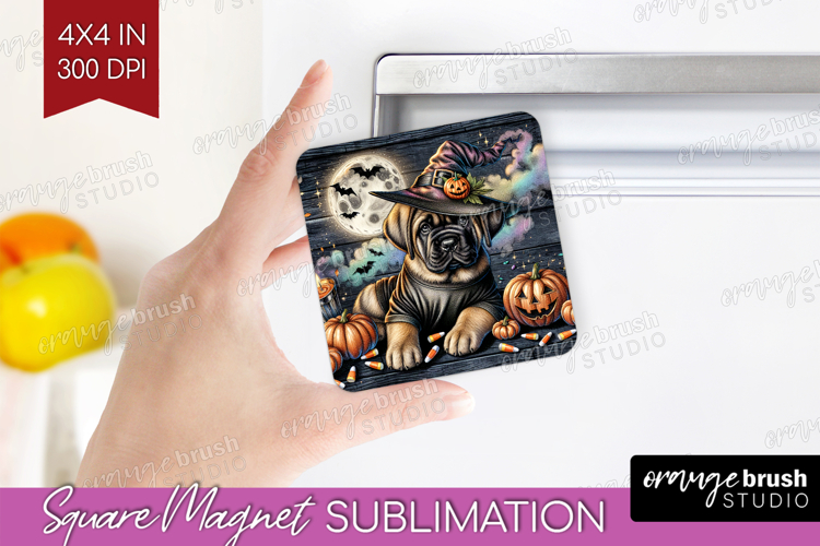 Mastiff Dog Magnet Sublimation Halloween Square Magnet PNG