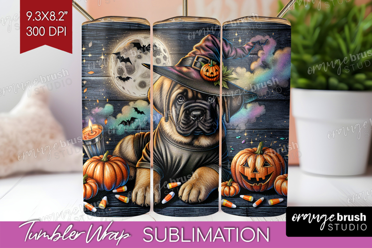 Mastiff Dog Tumbler Wrap Halloween Tumbler PNG Sublimation