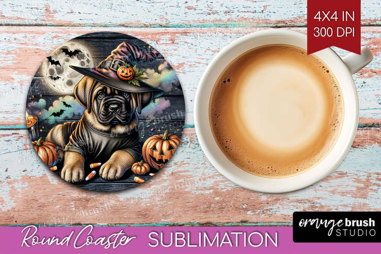 Mastiff Dog Round Coaster Halloween Coaster PNG Sublimation