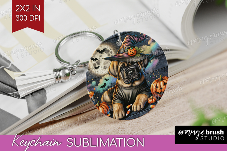Mastiff Dog Keychain PNG Halloween Keychain Sublimation