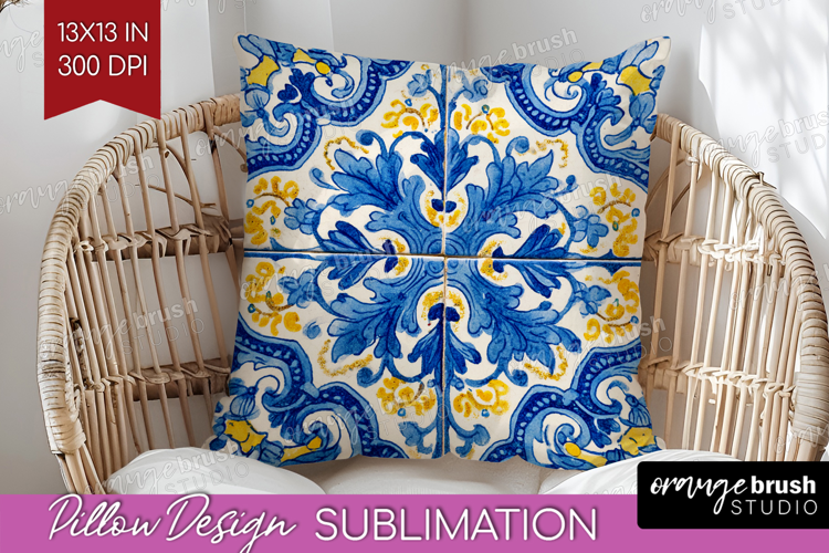 Mediterranean Pillow Sublimation - Italian Tile Pillow Cover