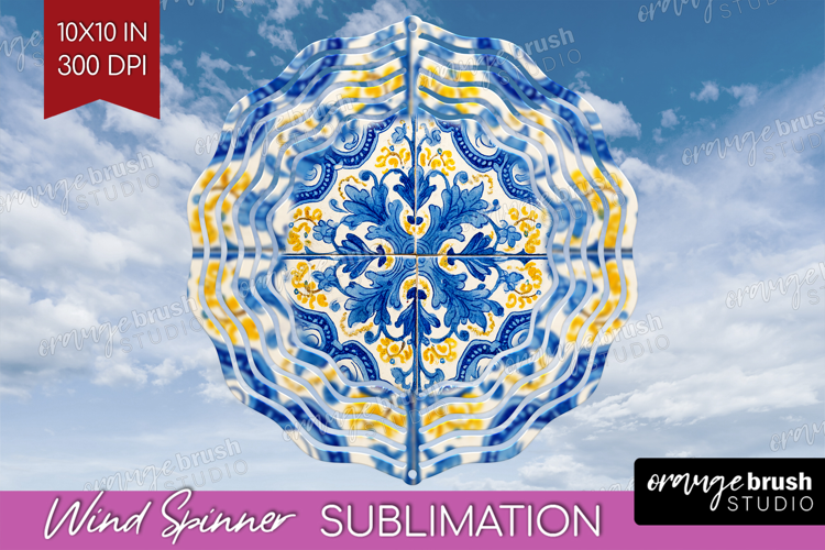 Mediterranean Wind Spinner Sublimation PNG - Italian Tile