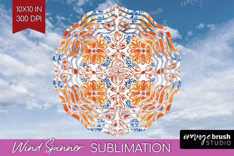 Mediterranean Wind Spinner Sublimation PNG - Italian Tile