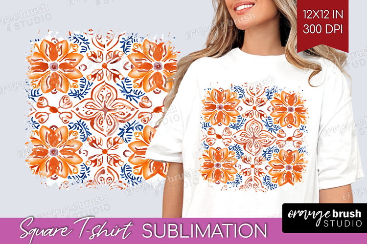 Mediterranean Square Tshirt Background - Italian Tile PNG