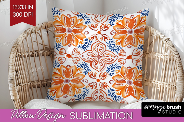 Mediterranean Pillow Sublimation - Italian Tile Pillow Cover