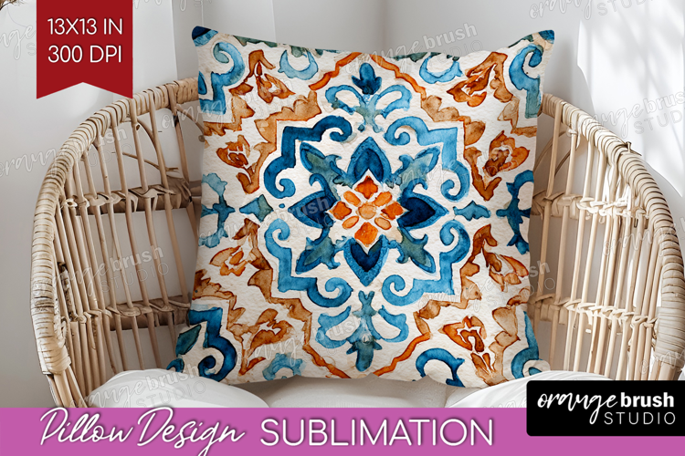 Mediterranean Pillow Sublimation - Italian Tile Pillow Cover