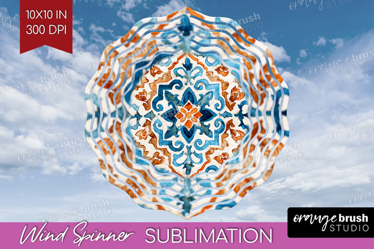 Mediterranean Wind Spinner Sublimation PNG - Italian Tile
