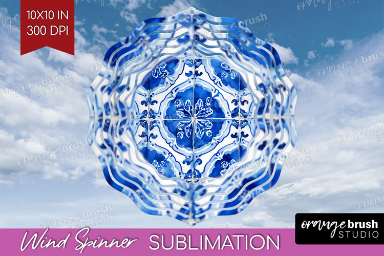 Mediterranean Wind Spinner Sublimation PNG - Italian Tile