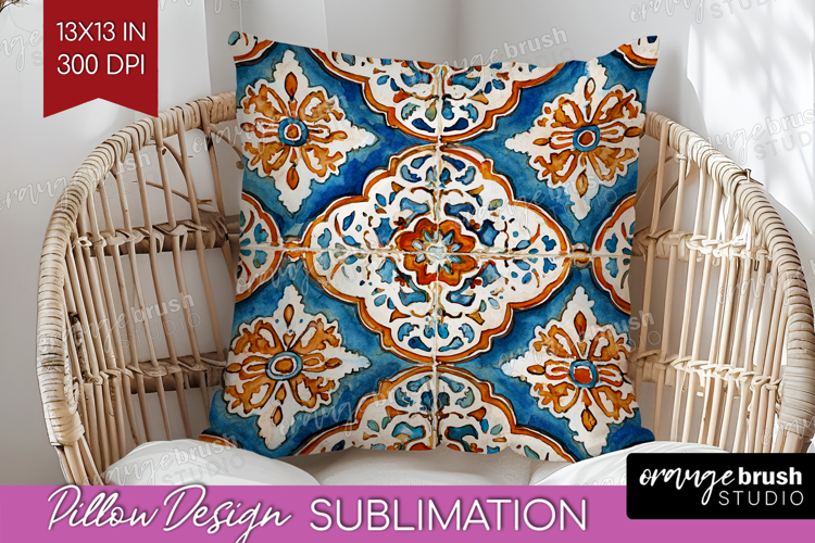 Mediterranean Pillow Sublimation - Italian Tile Pillow Cover