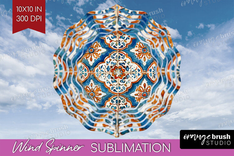 Mediterranean Wind Spinner Sublimation PNG - Italian Tile example image 1