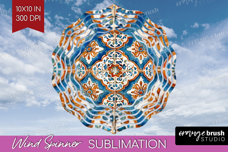 Mediterranean Wind Spinner Sublimation PNG - Italian Tile